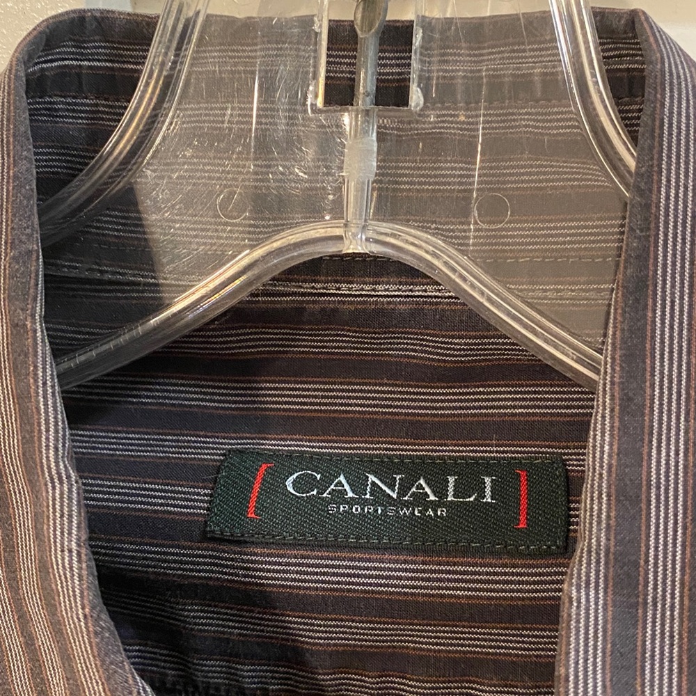 Canali Dark Striped Dress Shirt